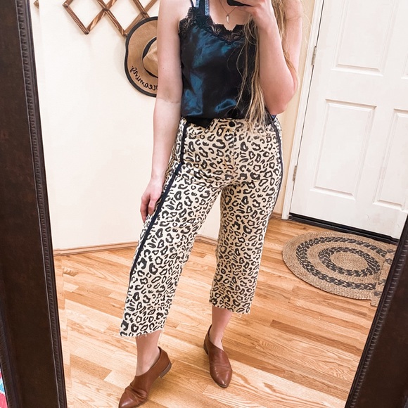 Signature8 Denim - Signature 8 Wide Leg High Rise Leopard Jeans